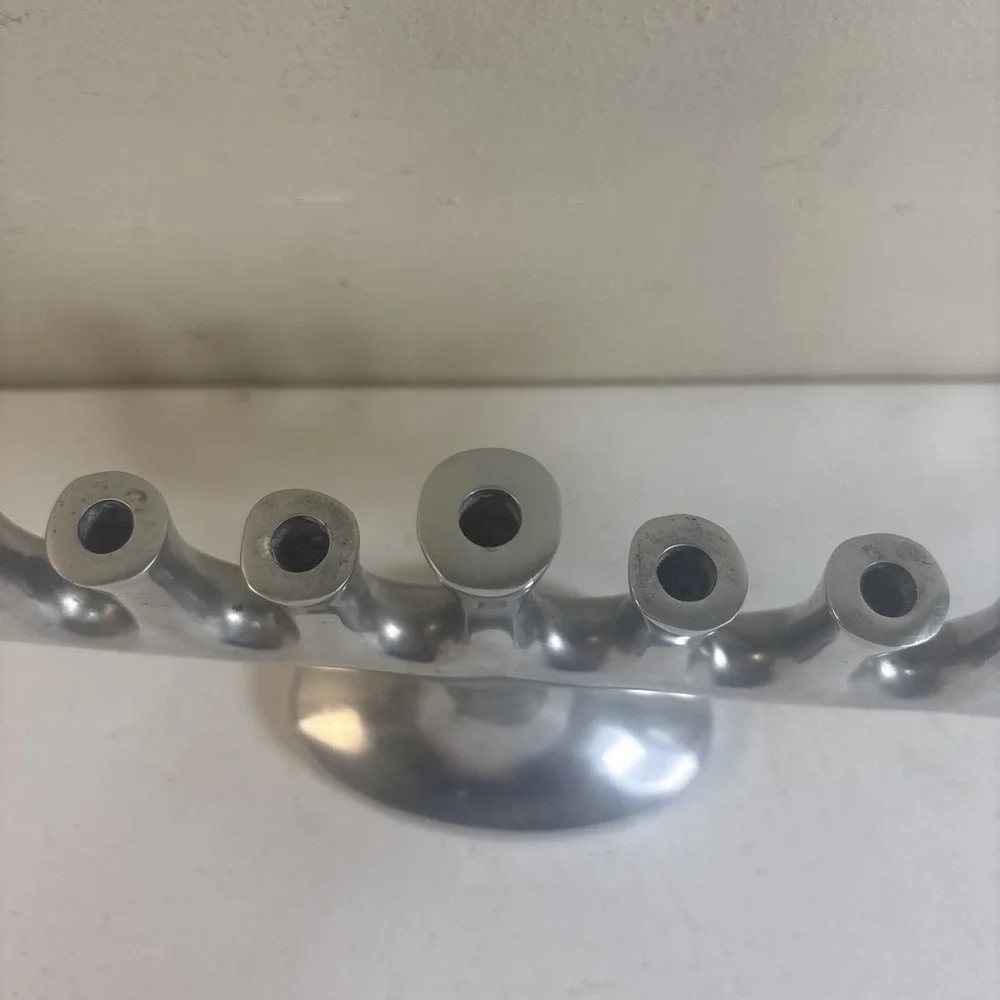Menora Crate and Barrel Polished Aluminum 11